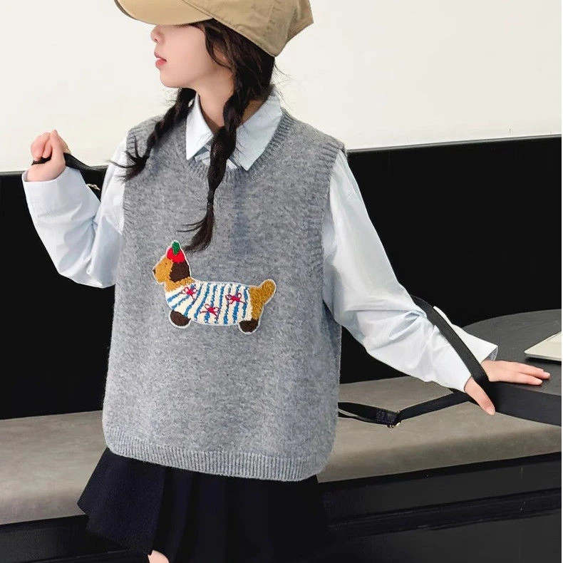 中小童韩版2025新款春秋学院风慵懒休闲秋冬上衣时尚外穿百搭马甲