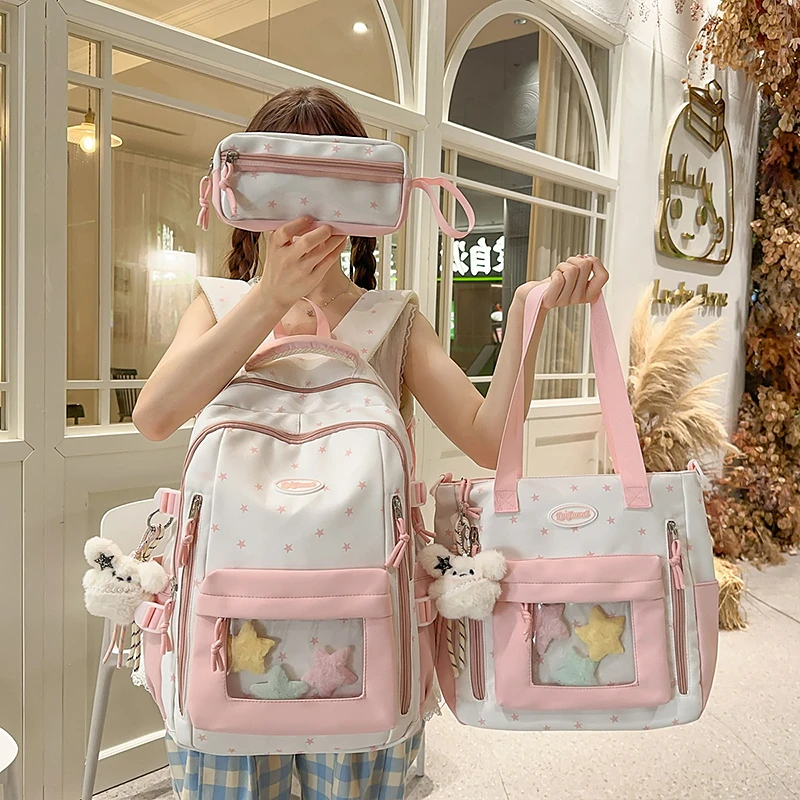 书包女高颜值三到六年级初高中学生大容量双肩包单肩斜挎包补习袋