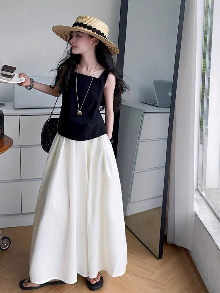 女童高级感套装2025新款夏季中大童洋气时髦背心气质半身裙两件套