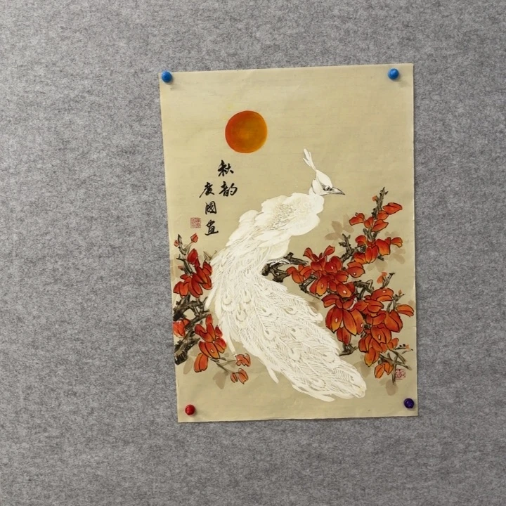 国画花鸟等多种鸟类的栖息