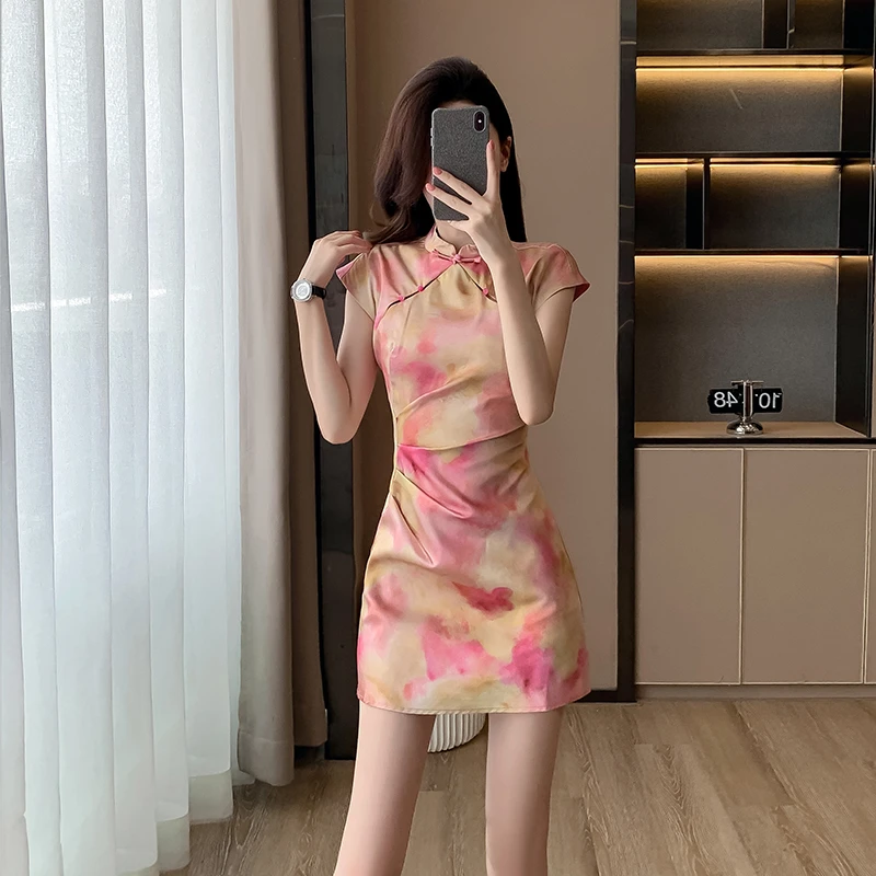 新中式国风改良旗袍连衣裙女2025夏季新款超好看遮肉显瘦a字短裙