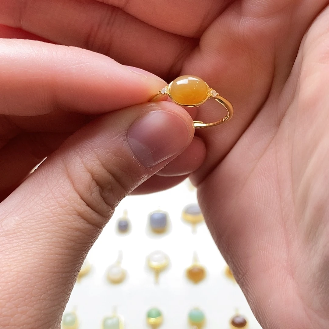 和田玉戒指银S925镶嵌