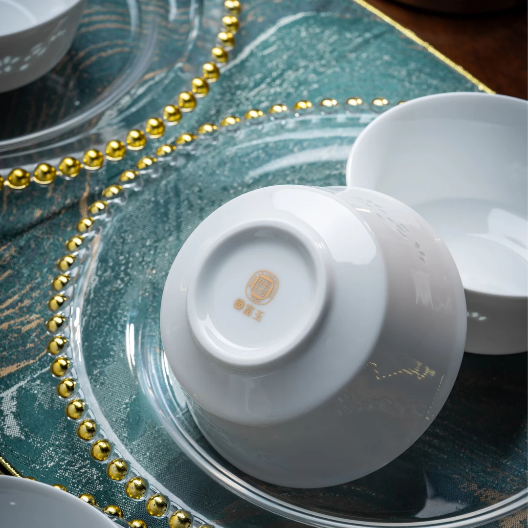 【富玉陶瓷】玉兰花米饭碗6只装