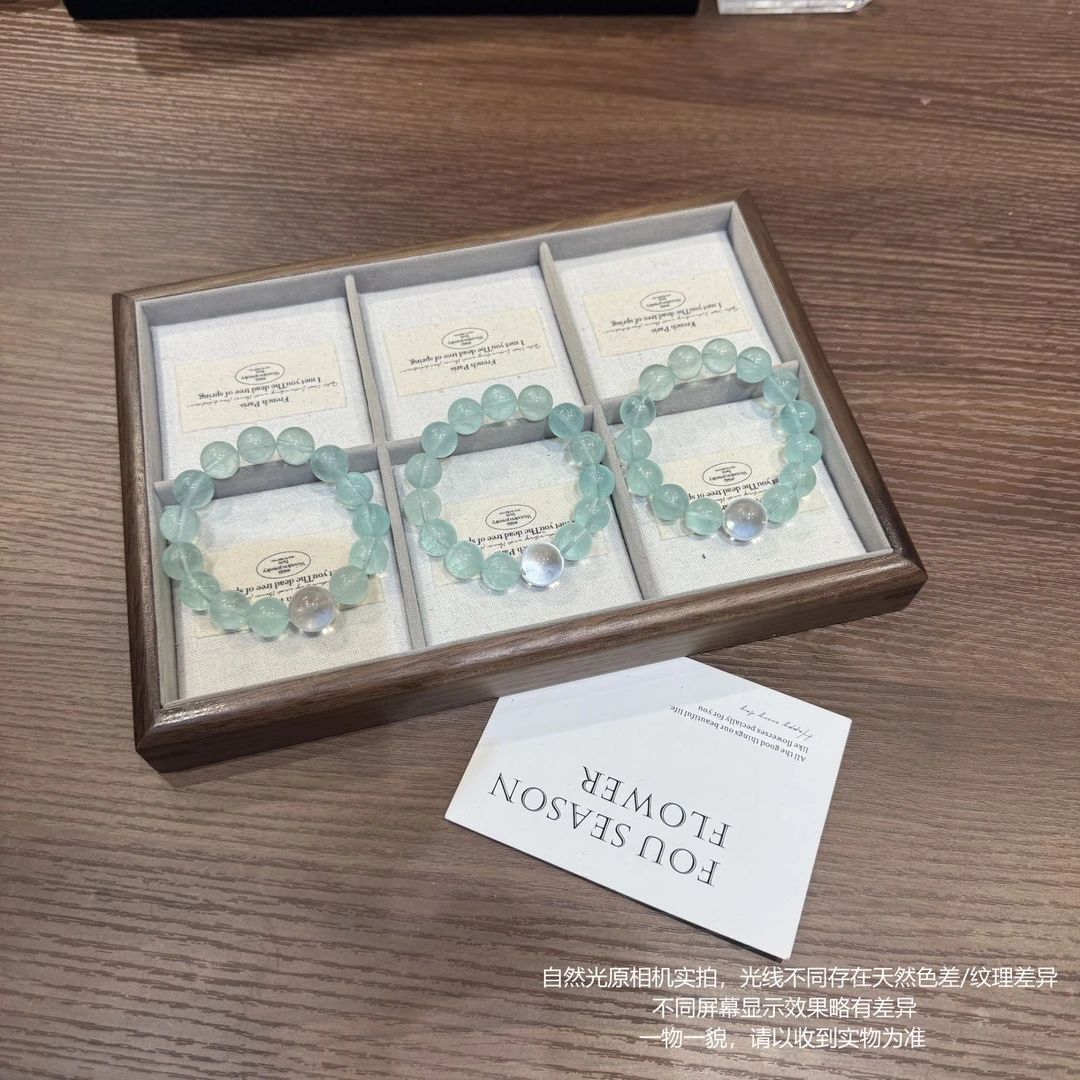 0008【薄荷之夏】萤石+白水晶灯泡12-14mm手串多样性发一