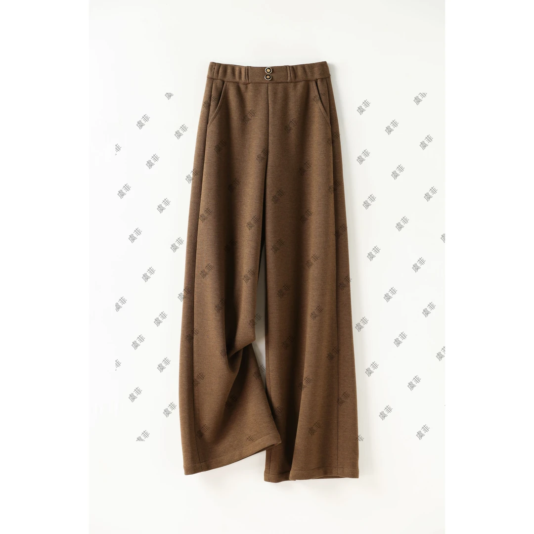 2025年加厚高腰弹力超柔针织毛呢直筒垂感弹力阔腿裤WF8002