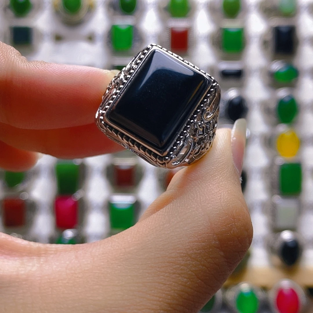 银S925镶嵌戒指玛瑙/玉髓