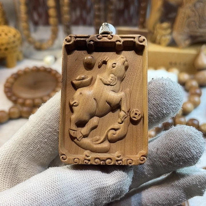 檀香木手串/手链老山檀香牛生肖牌461炸漏尾货