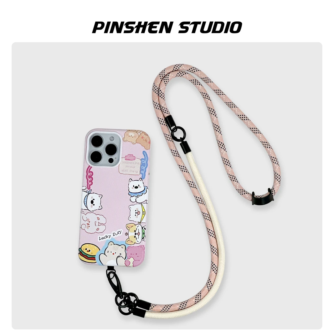 品申原创小众粉西高地小狗手提斜挎挂绳适用iphone16promax手机壳