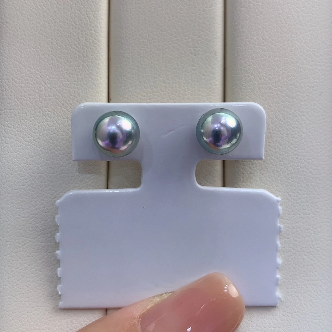 海水珍珠18K金镶嵌耳饰8mm真多麻