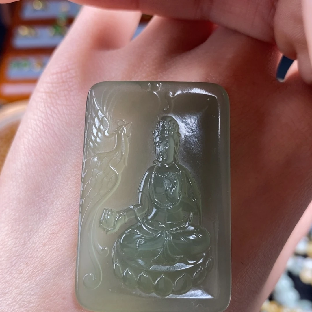 和田玉冰底观音无事牌未镶嵌