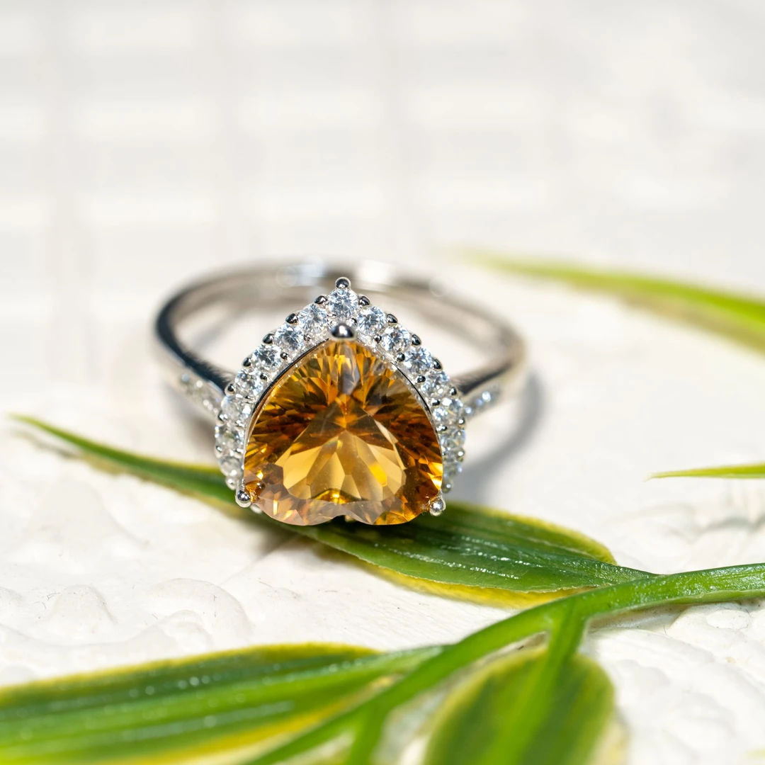 50414-SSYXCP1黄水晶戒指精切高火彩心形戒指（现货）