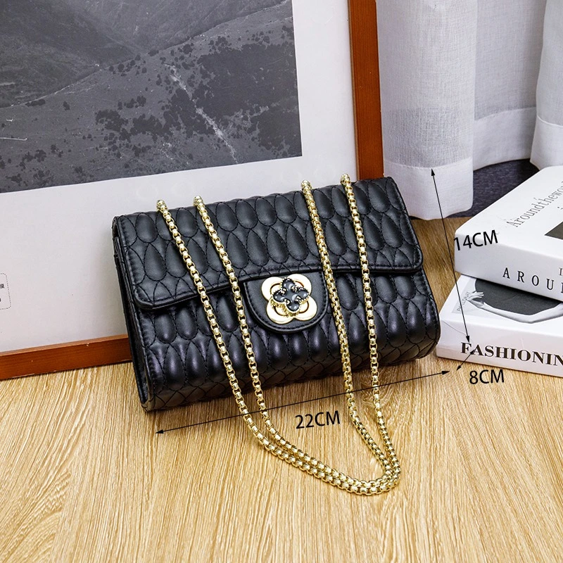 2025新款潮流时尚菱格链条包百搭单肩斜挎女包007