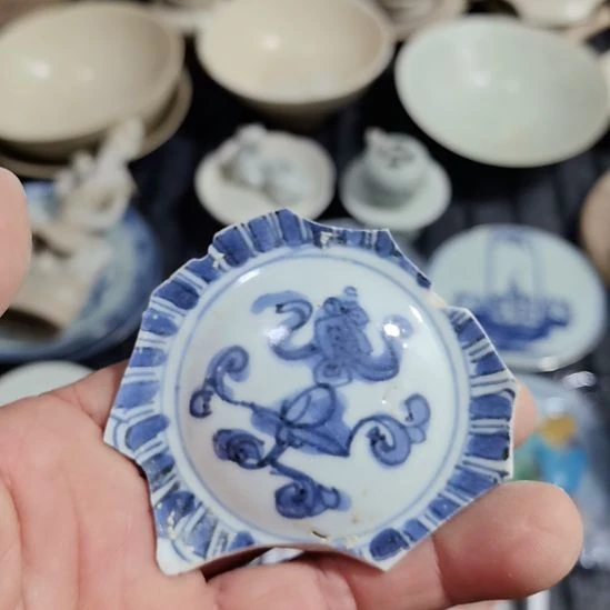 瓷片青花影青杯垫学习标本