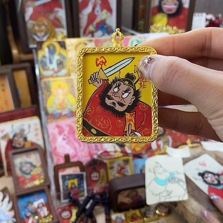 孤品朱砂奎爷避避挡挡持剑锌合金