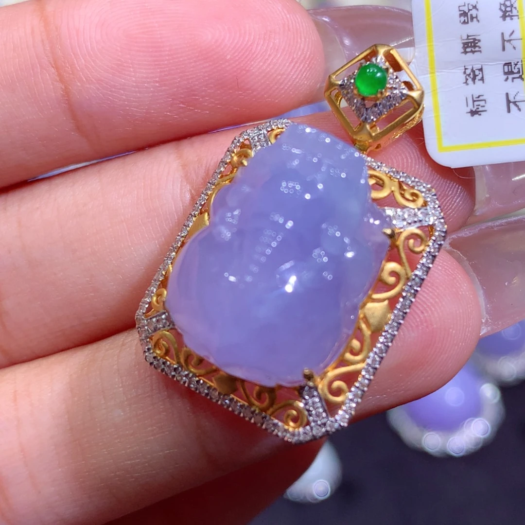 吊坠(不含链)18K金镶嵌翡翠