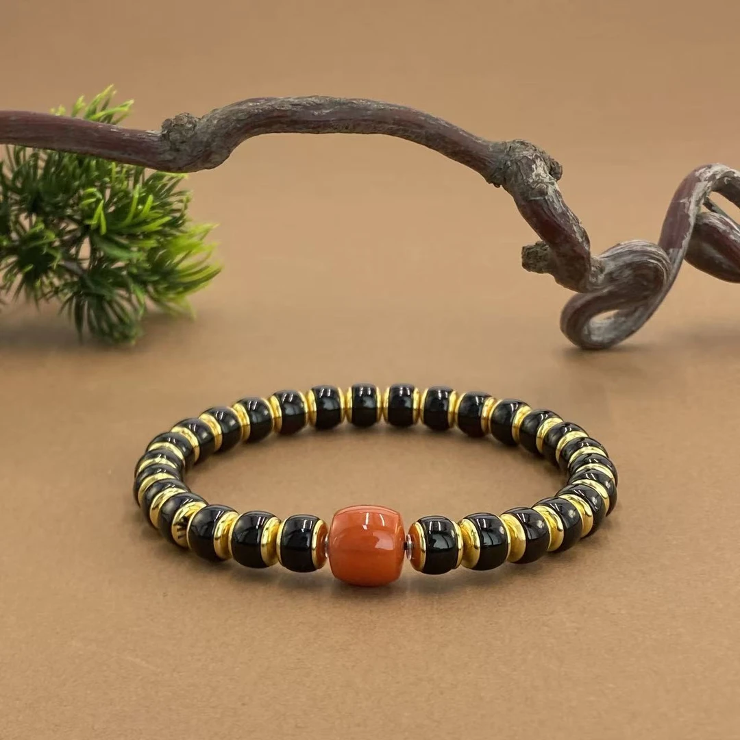 【非遗珍宝】925银缅珀翳珀直切琥珀手串 约6*5mm（多样性发其一)