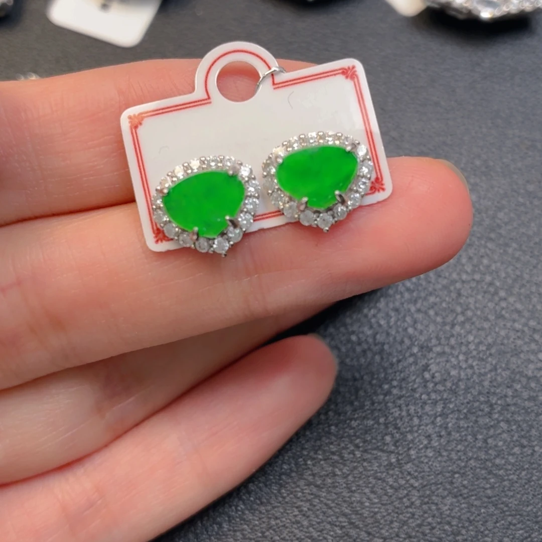 翡翠银S925镶嵌吊坠(不含链)耳钉