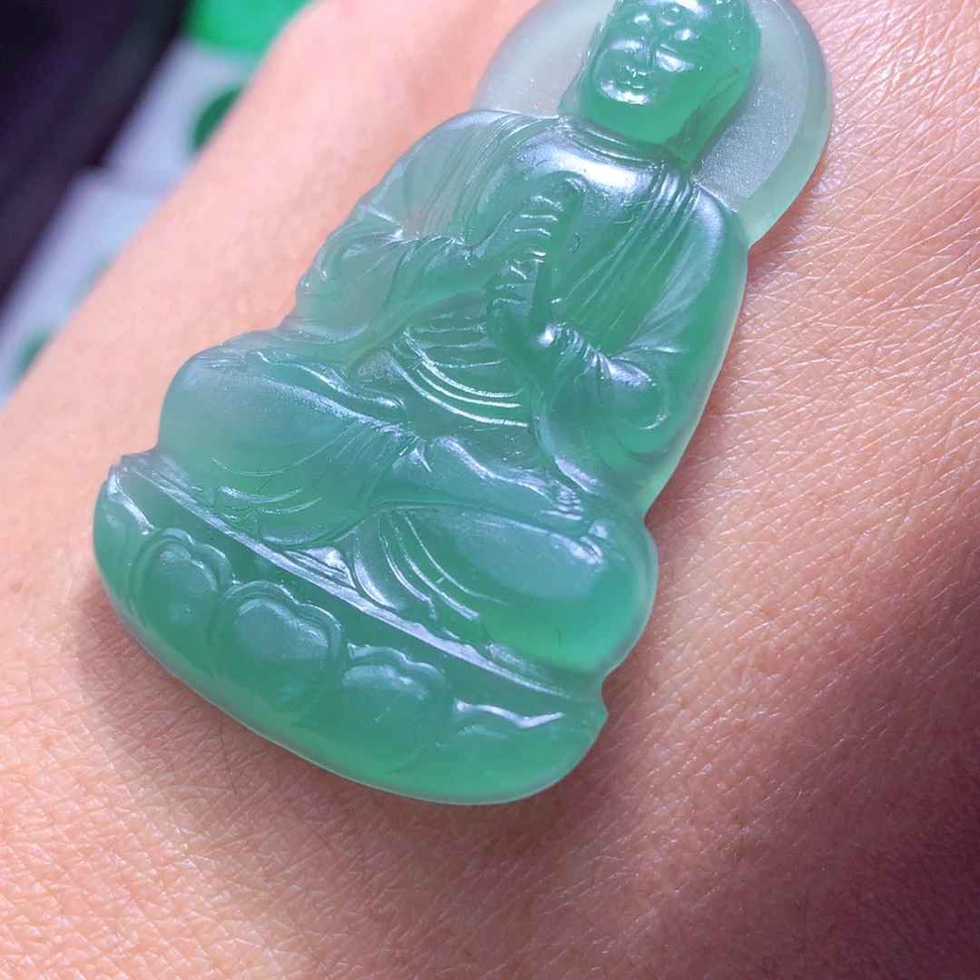 定制翡翠未镶嵌天然翡翠A货毛货挂件