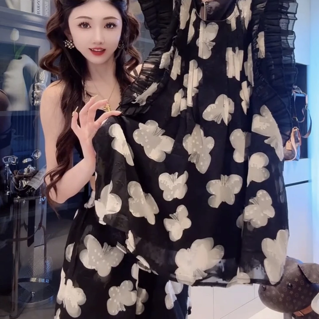 夏季新款宽松显瘦无袖背心连衣裙搭配短裤套装