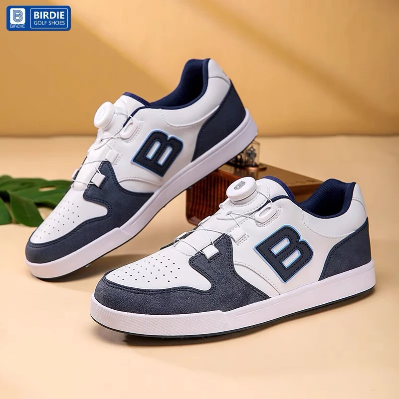 Birdie新款高尔夫男鞋板鞋防水防滑时尚潮流百搭轻便弹稳舒适纽扣