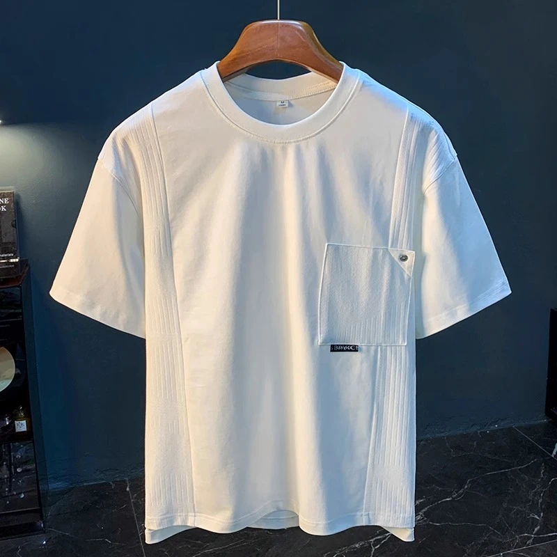 U&PURA新款透气口袋款短袖T恤男夏季宽松气质百搭痞帅休闲圆领t恤