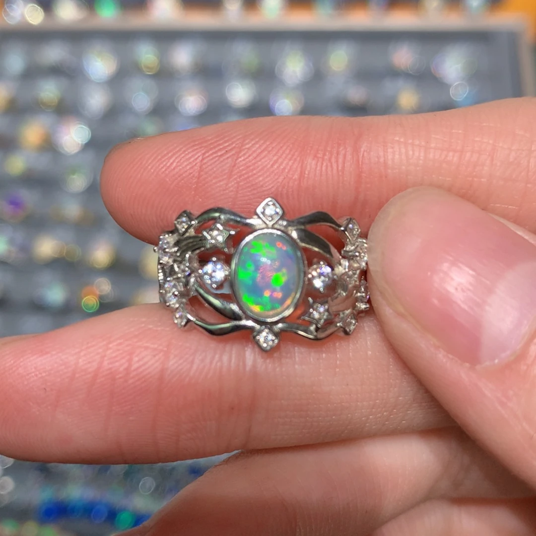 银S925镶嵌欧泊戒指t