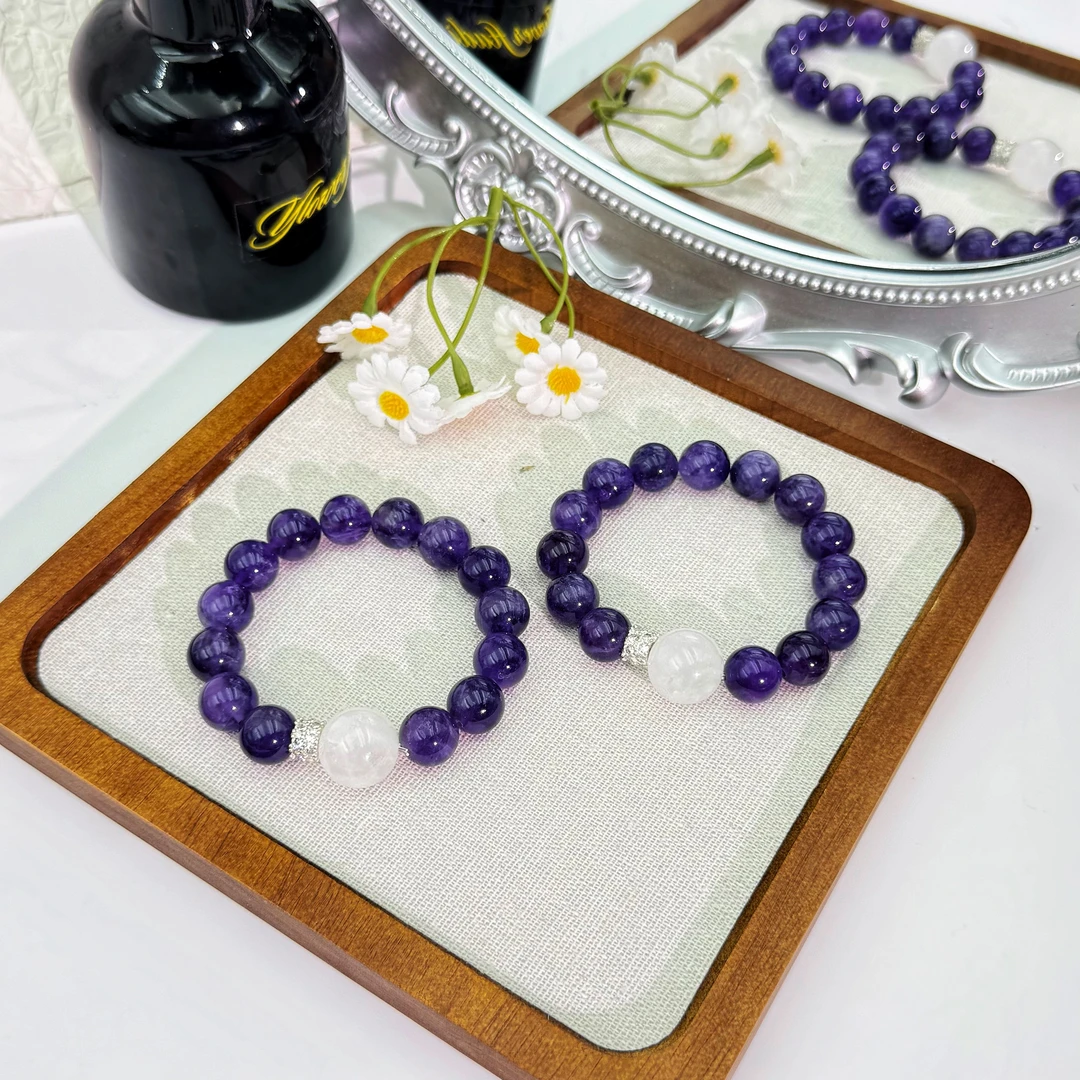 【莱玺·原创设计】紫水白幽灵水晶手串