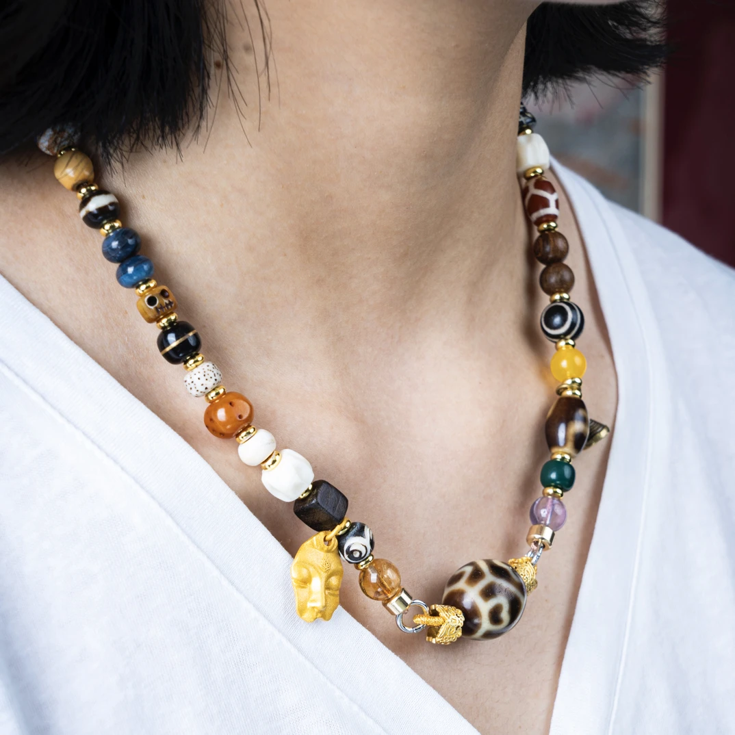 铜合金亚克力项链 【多宝多福】达洛 多宝 元素层叠 随身锁骨链