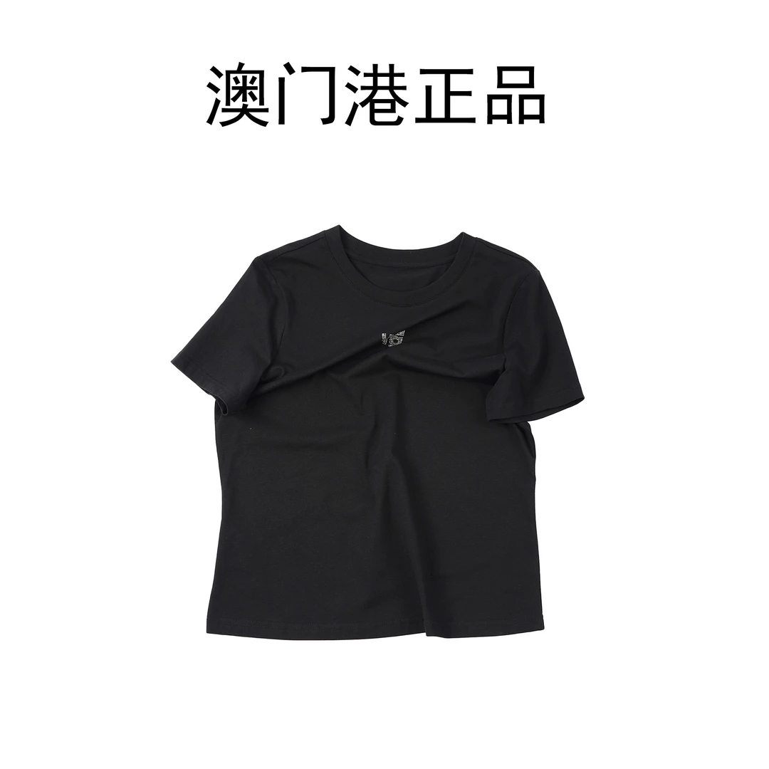 【简约烫钻T恤】TXAL49024时尚百搭夏季春夏不规则宽松圆领