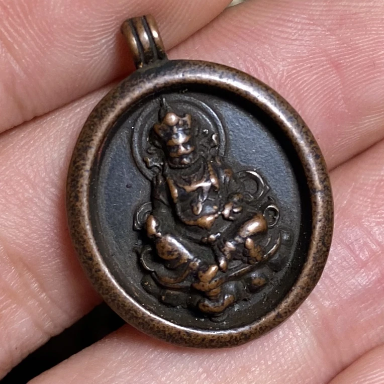 铜吊坠 精美黄财神经书吊坠佛像牌子