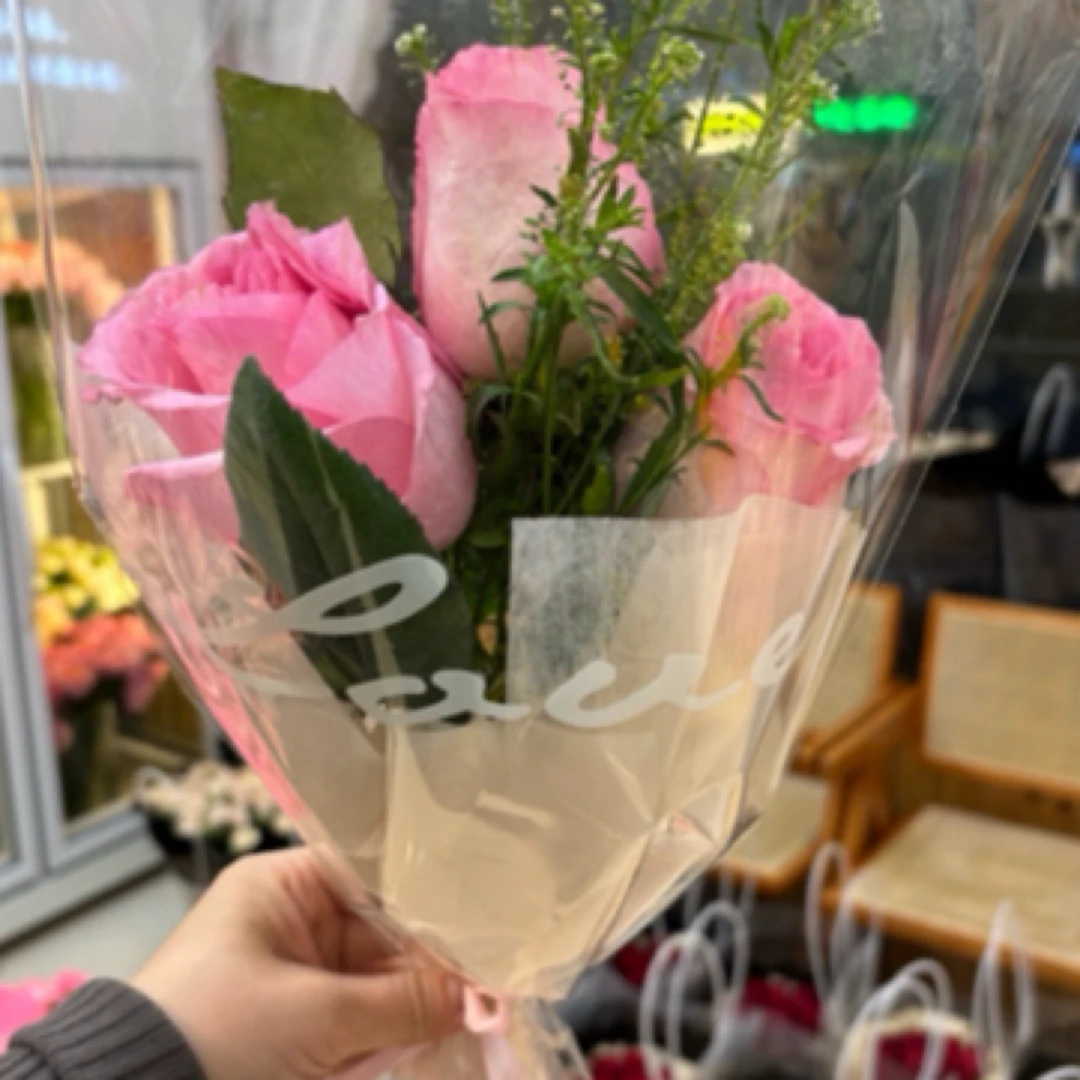 【2.14福利款】三支粉玫瑰花束