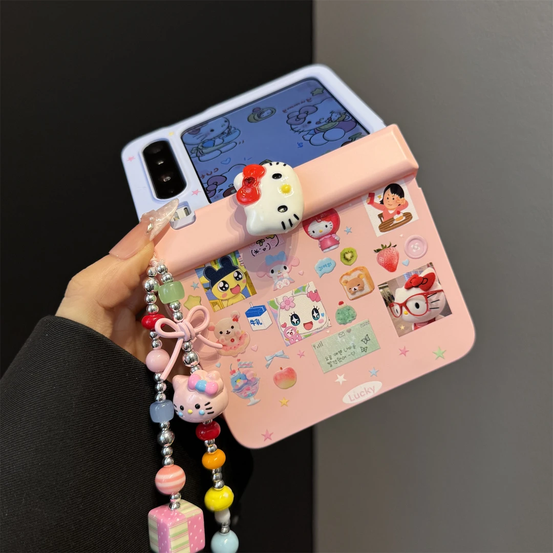 适用华为purax典藏版折叠屏手机壳pocket2撞色拓麻歌子旋转kt猫女