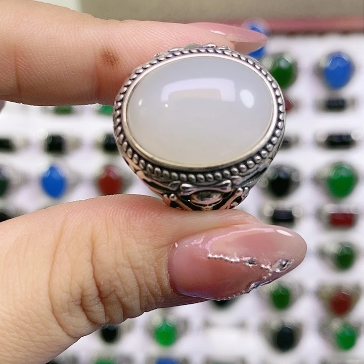 银S925镶嵌戒指和田玉萌**宠