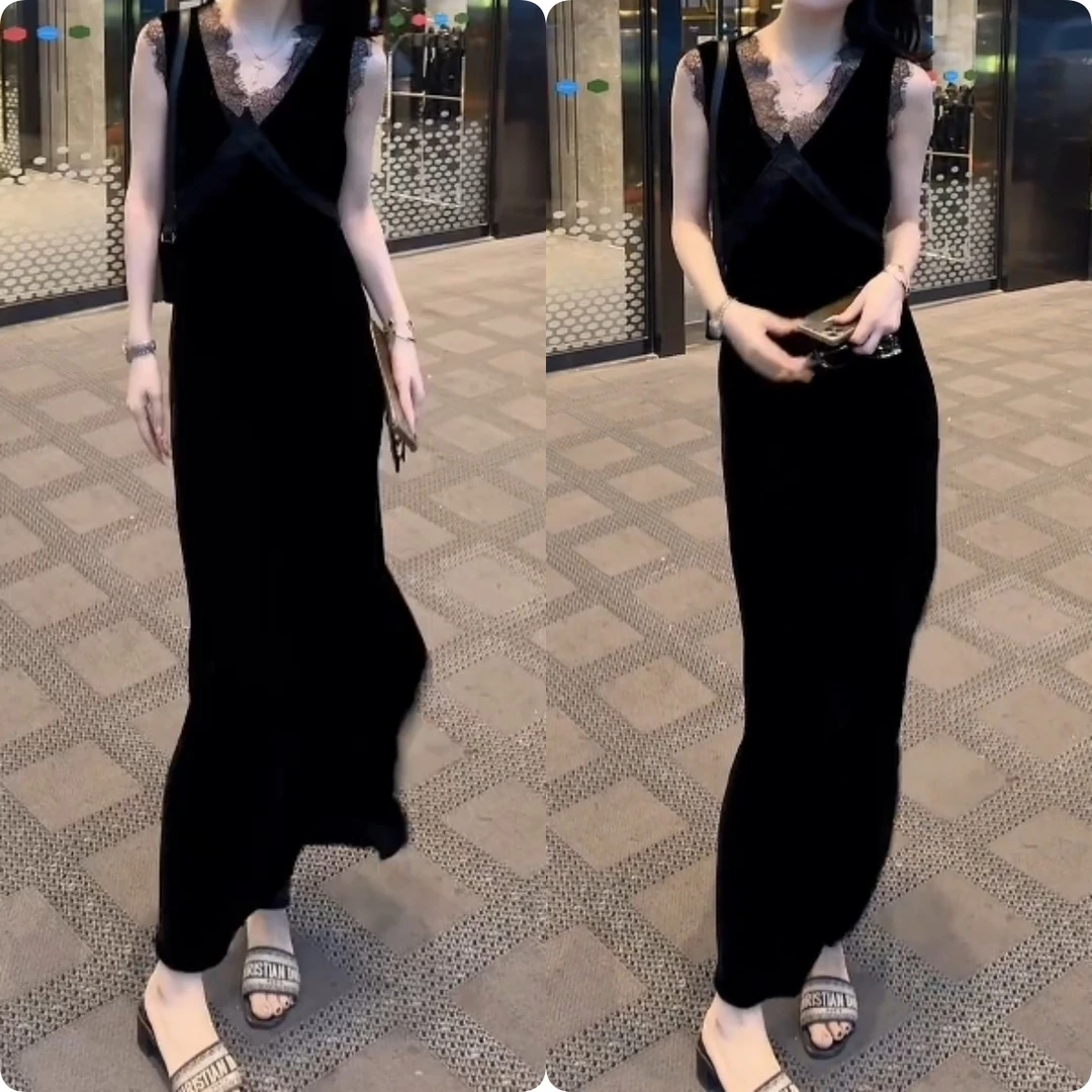 2025夏季新款时尚修身显瘦款女气质网红洋气连衣裙百搭款G6176