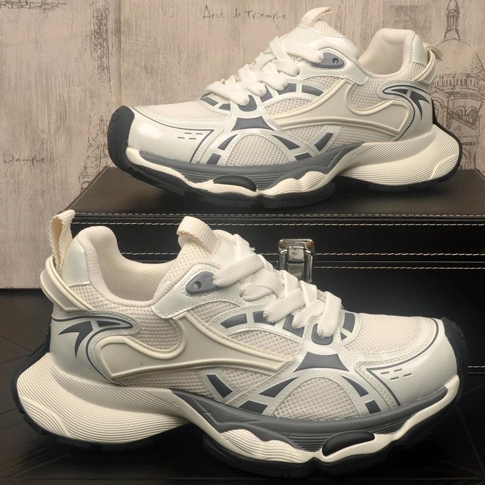 休闲老爹鞋时尚厚底内增高欧美风百搭白色运动鞋夏季透气网面鞋男