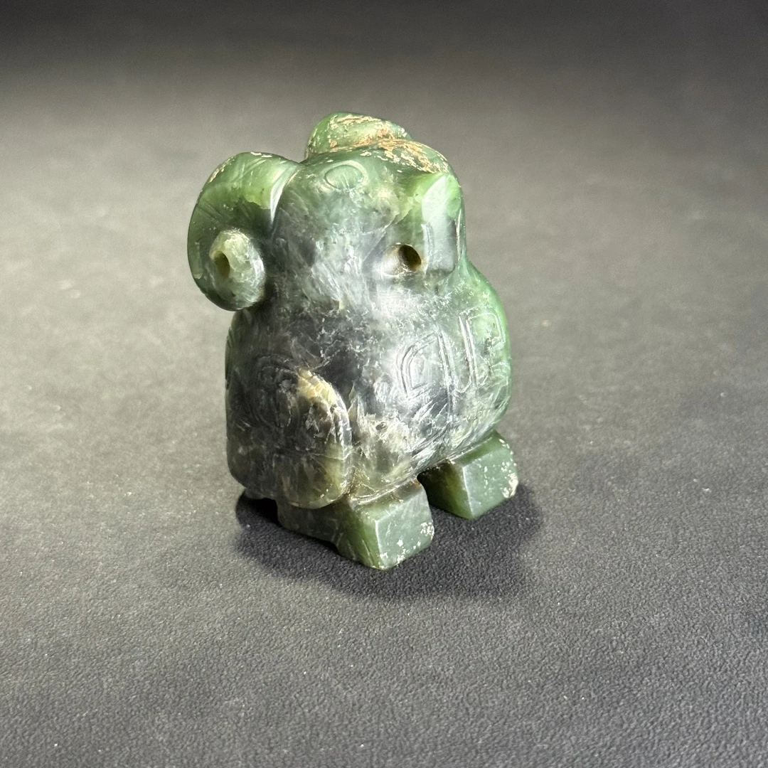 明早期碧玉立雕玉鸮-HBG15867