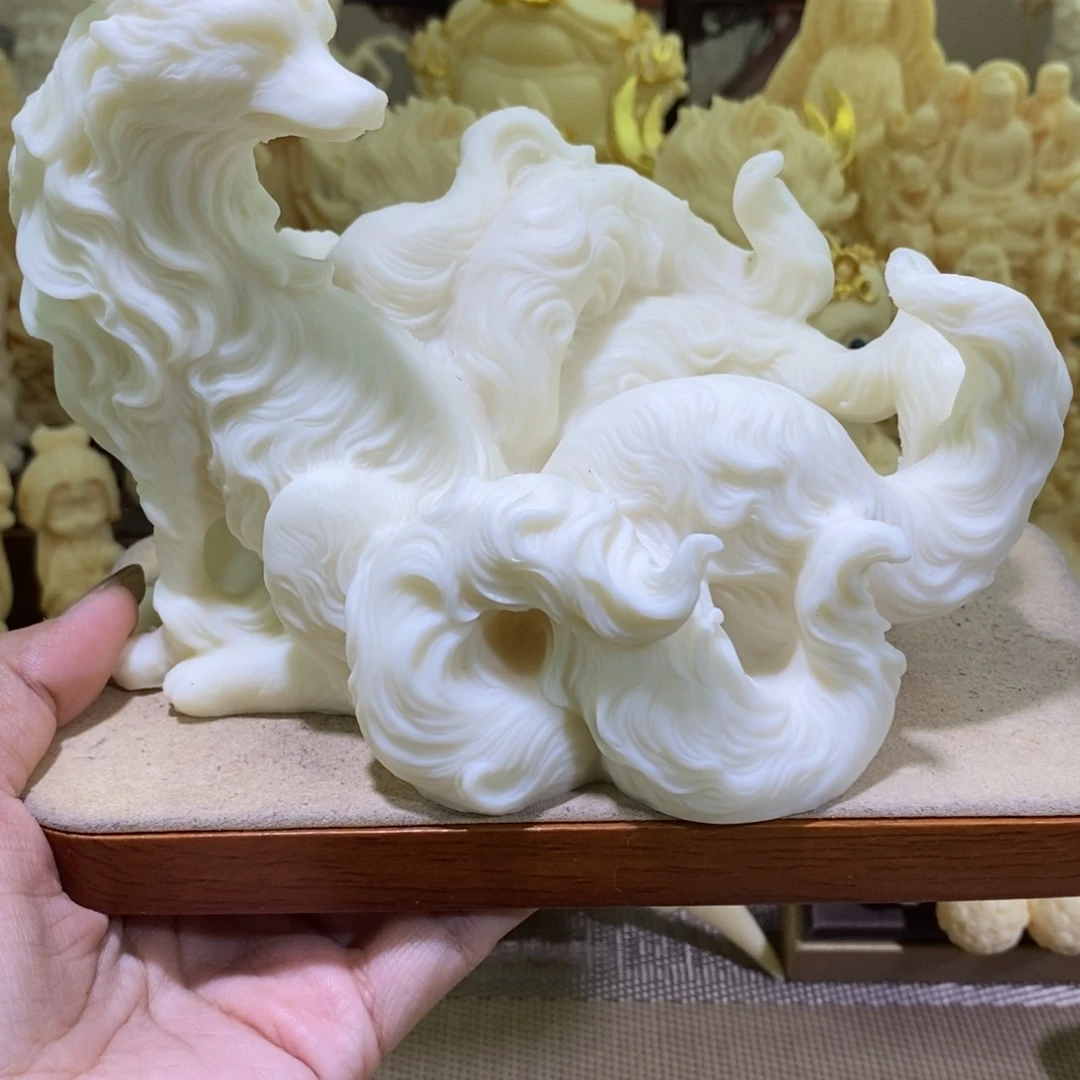 菩提根/象牙果把件象牙果大号九尾狐摆件