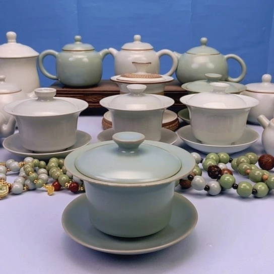 壶仿古马蹄盖碗原矿原釉原产地