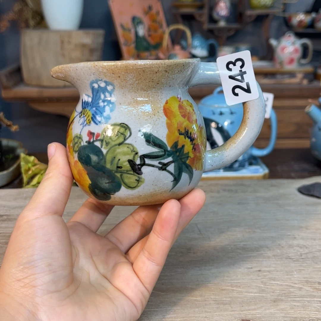 壶素浅陶瓷手工手绘