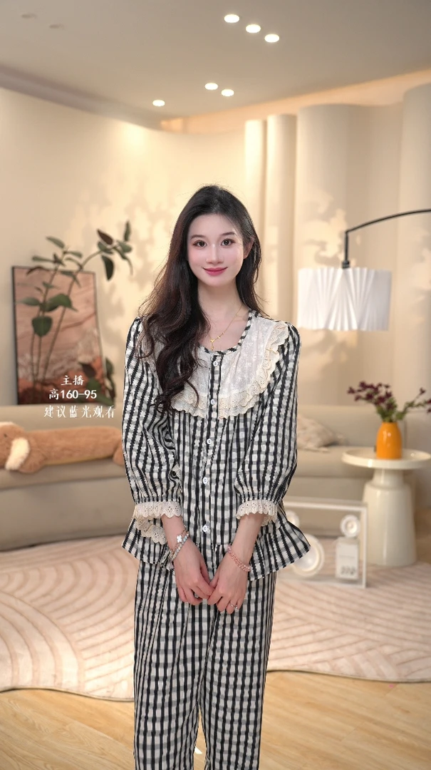 大菲【流绪微梦】春秋季小众睡衣女家居服宽松棉韩版甜美睡衣套装