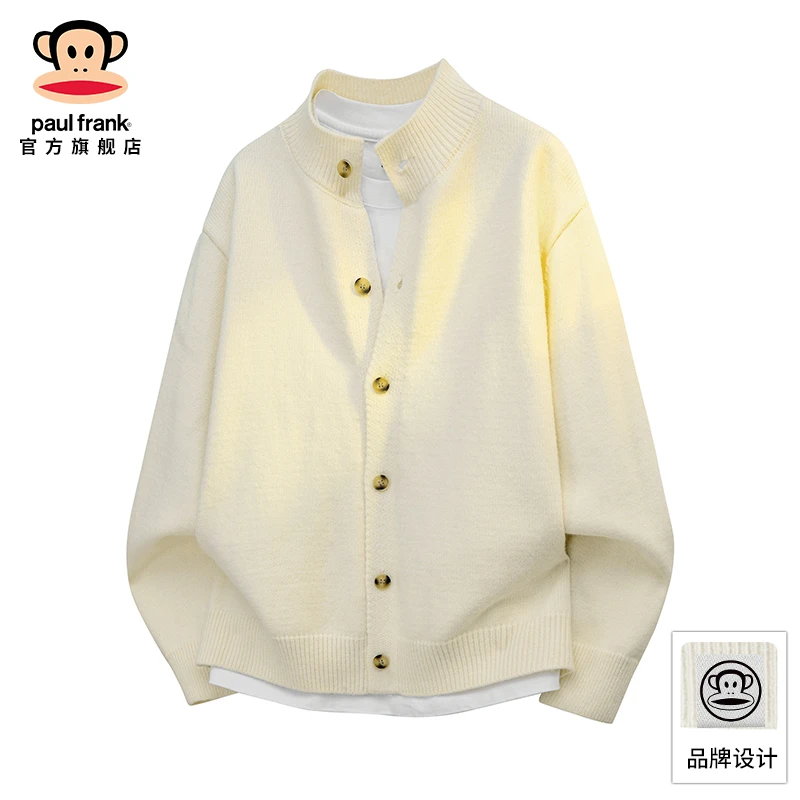 PaulFrank/大嘴猴慵懒风针织毛衣男2025秋季新款宽松立领保暖外套