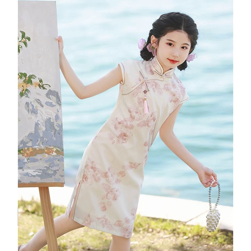 女童旗袍高端国风儿童新中式夏款小女孩民国风日常甜美连衣裙洋气