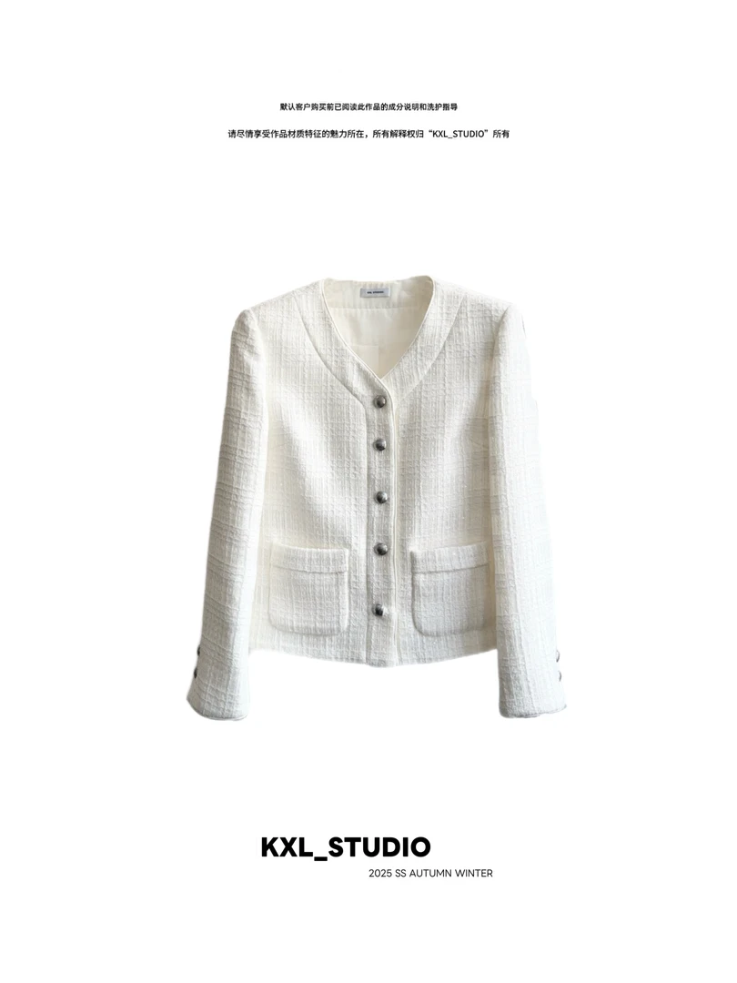 KXL-STUDIO“白月光”意大利Tessigod花呢香风外套9709