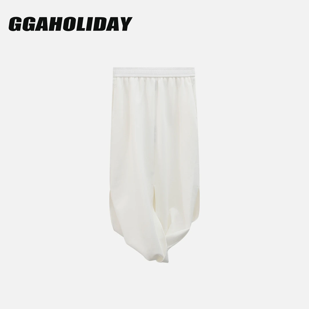 【上新】GGAHOLIDAY宽松简约舒适白色百搭女士不规则半身裙-153094