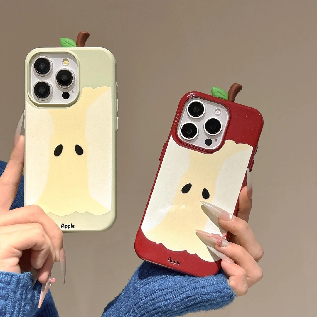 适用夏日创意青苹果核立体个性苹果16Promax高级感iphone15手机壳