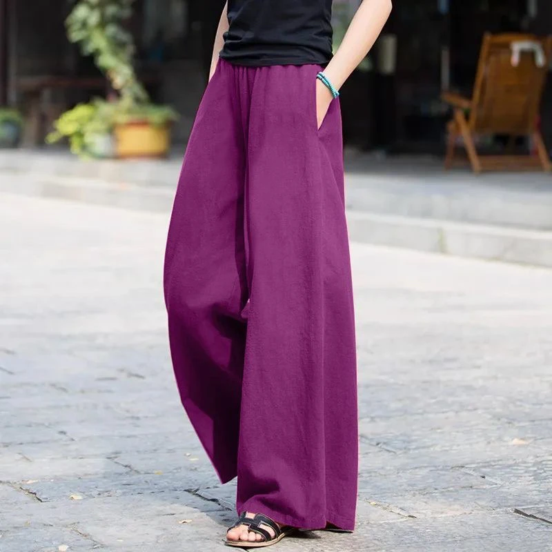 507紫色高腰阔腿裤休闲裤垂感长裤