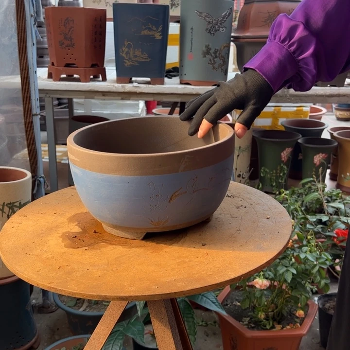 宜兴紫砂花盆A474