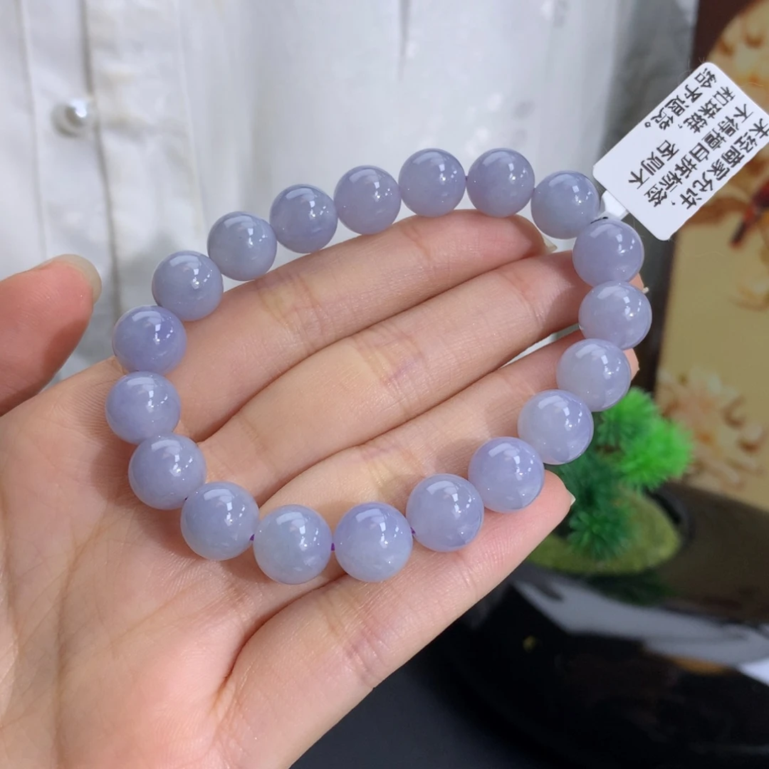 未镶嵌手串翡翠卡10细润紫底