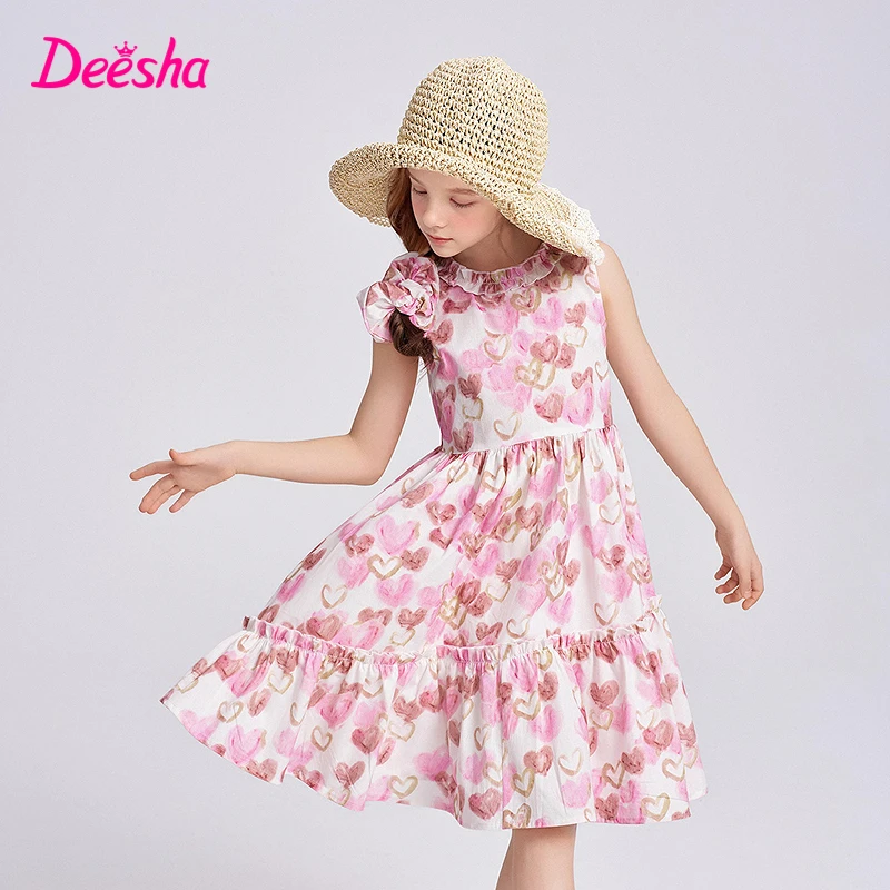 笛莎童装连衣裙2025年新款中大童女孩宝宝儿童碎花裙女童夏季