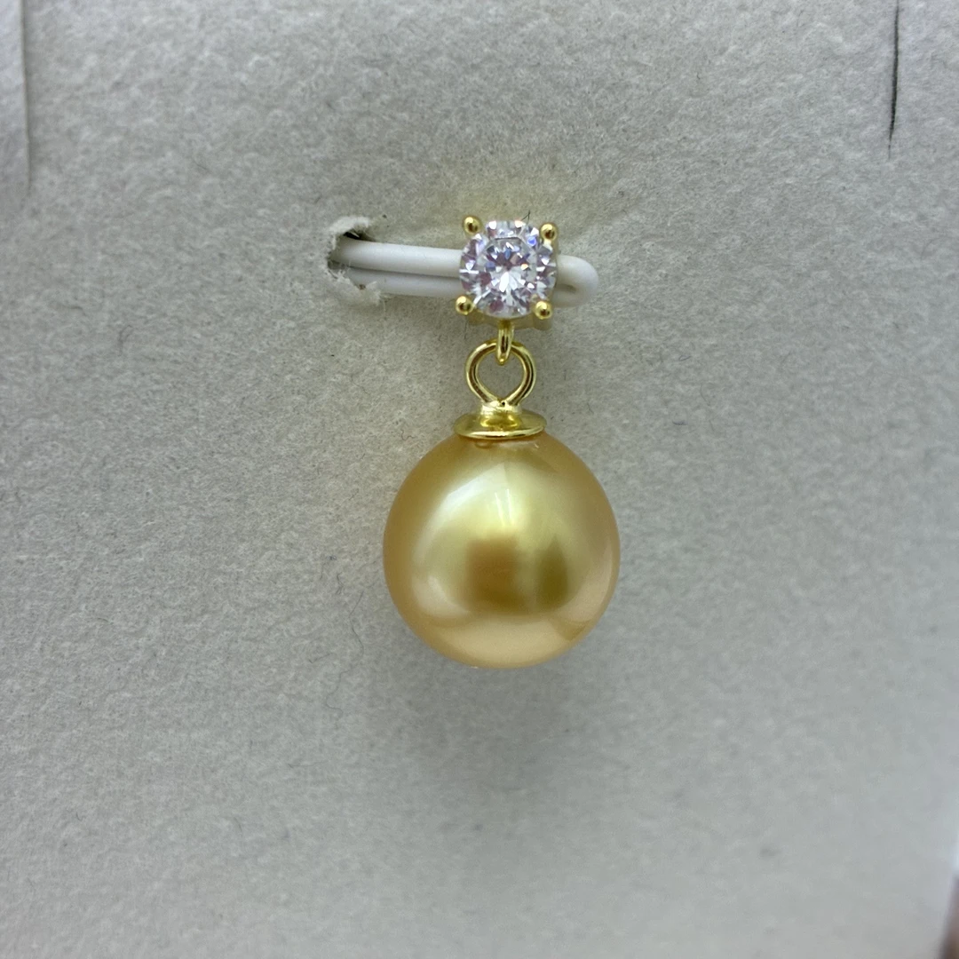 天然海水南洋金珠吊坠10-11mm灵动戴妃时尚经典百搭